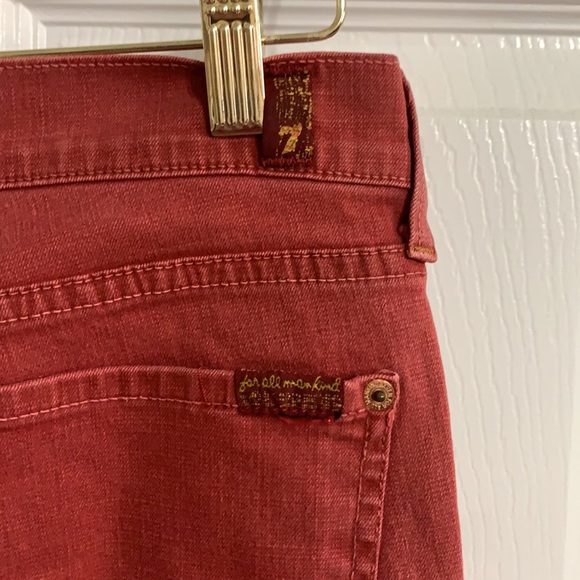 7 For All Mankind size 27 Rust Red Flare Jeans - Picture 4 of 6